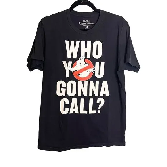 Hybrid Apparel Men's Ghostbusters Who You Gonna Call Logo Quote T-Shirt Medium - Picture 2 of 11